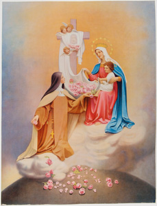 Angels, nun, Jesus, Mary in heaven